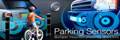 mini Parking Sensors, front, rear, both in minio and visual formats